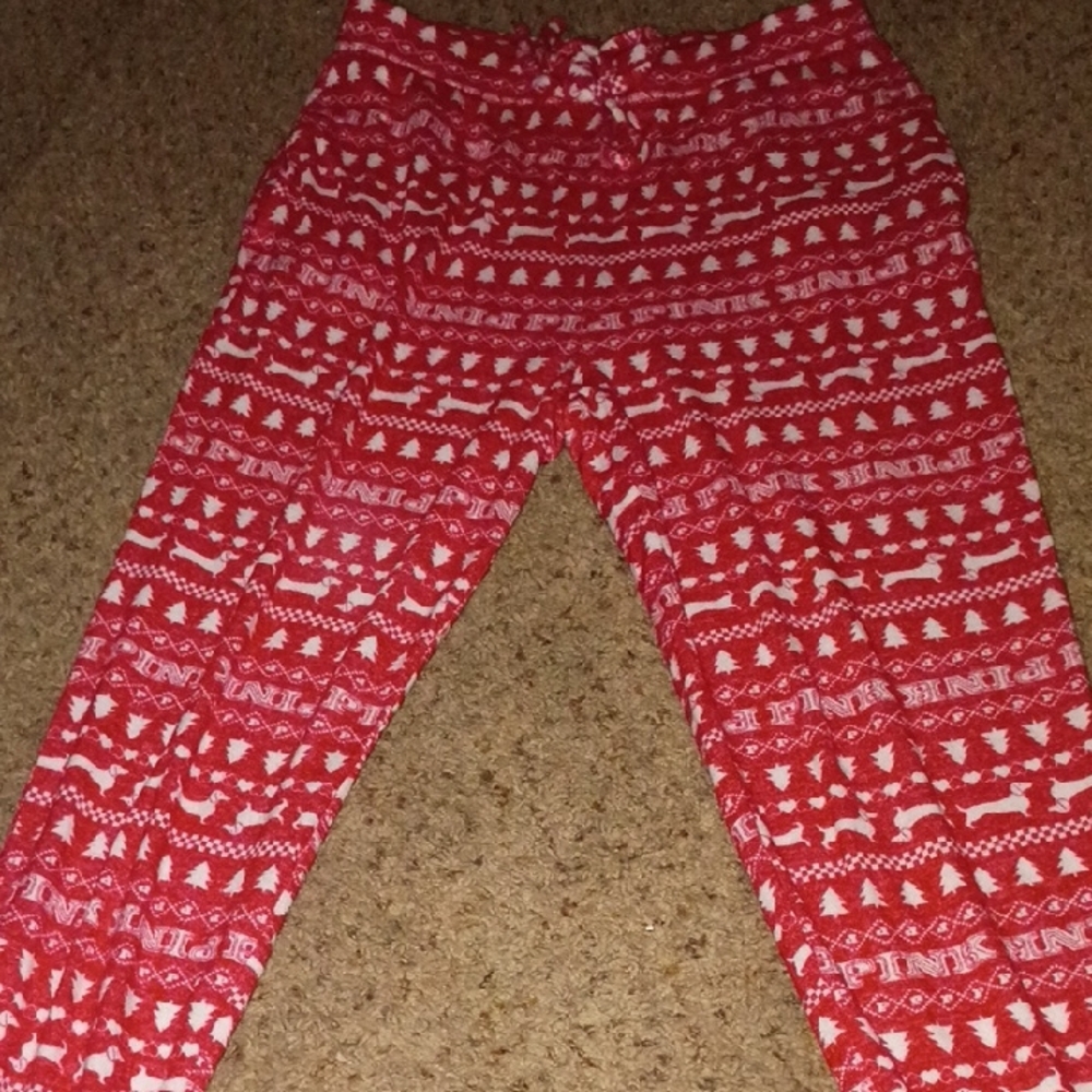 PINK Victoria's Secret Red Patterned Joggers
